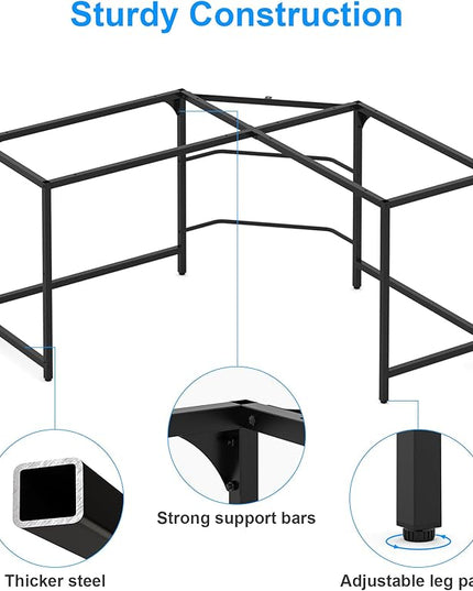 Teraves Reversible L Shaped Desk with Large Surface, 61 Inch Sturdy Corner Desk with Storage Shelves, Premium Office Computer Desk Workstation for Home Office Gaming, Teak - LeafyLoom