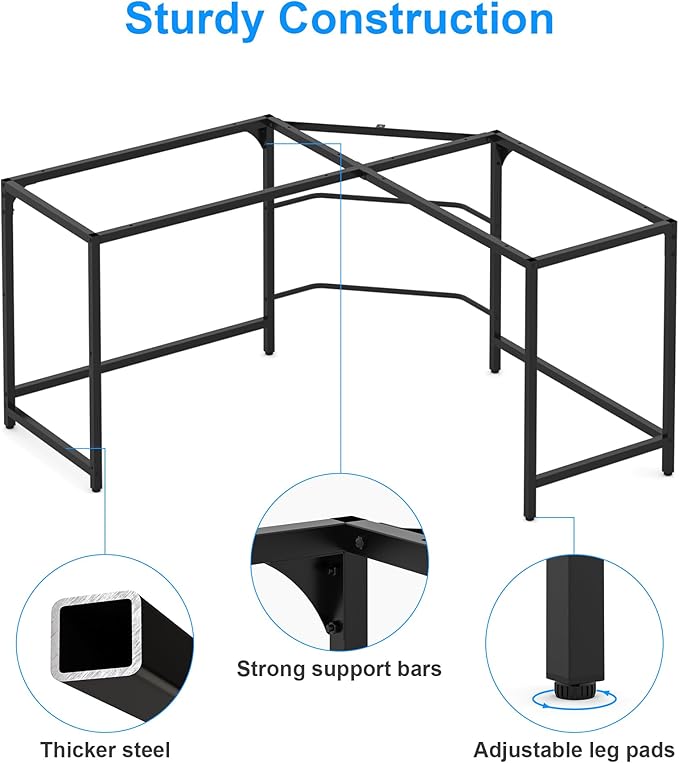 Teraves Reversible L Shaped Desk with Large Surface, 61 Inch Sturdy Corner Desk with Storage Shelves, Premium Office Computer Desk Workstation for Home Office Gaming, Teak - LeafyLoom