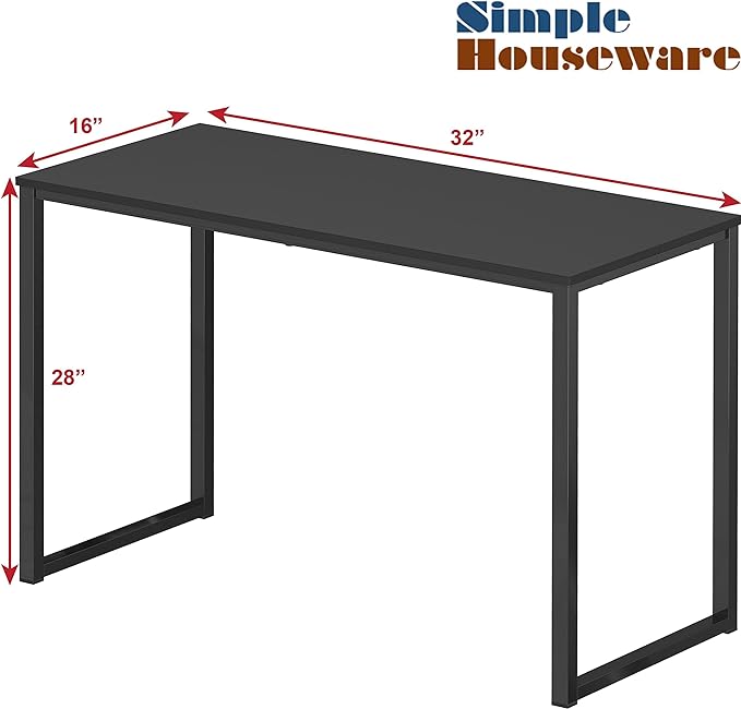 SHW Home Office 32-Inch Computer Desk, Black - LeafyLoom