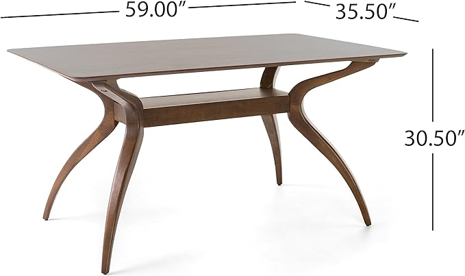 Christopher Knight Home Idalia Curved Leg Rectangular Dining Set, 5-Pcs Set, Natural Walnut / Mint - LeafyLoom