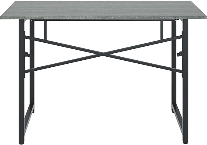 47 Inch Foldable Computer Desk, Folding Space-Saving Home Office Table, Study Writing Gaming Workstation for Small Space, No Assembly Needed,Grey Oak - LeafyLoom