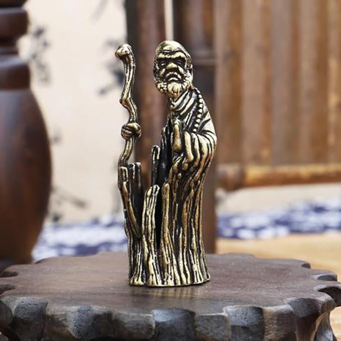 Handmade Pure Copper Dharma Arhat Statue - Stunning Home and Office Decor-Gift for Buddhism Enthusiasts（Dharma） - LeafyLoom