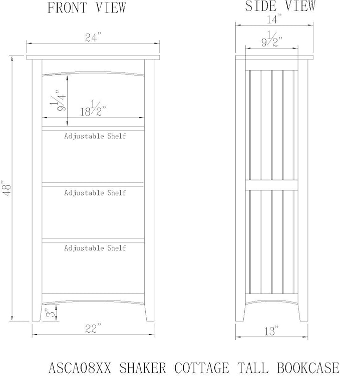 Alaterre Shaker Cottage Bookcase, Four Shelf, Ivory - LeafyLoom