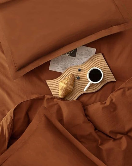 Burnt Orange King Comforter Set - 3 Piece Aesthetic Modern Terracotta Bedding Set - All Season Soft & Lightweight Microfiber Down Alternative Comforter Bed Set with 2 Pillow Shams for Women Men - LeafyLoom