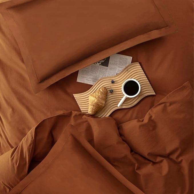 Burnt Orange King Comforter Set - 3 Piece Aesthetic Modern Terracotta Bedding Set - All Season Soft & Lightweight Microfiber Down Alternative Comforter Bed Set with 2 Pillow Shams for Women Men - LeafyLoom