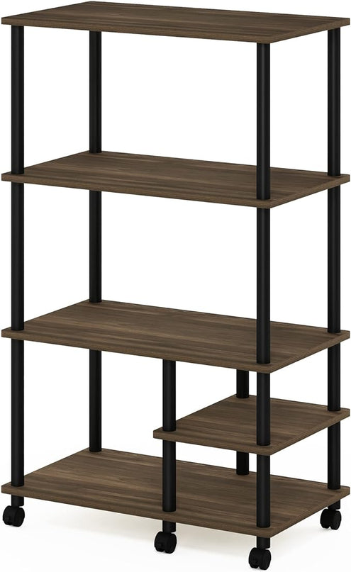Furinno Turn-N-Tube Kitchen Shelf Cart, Columbia Walnut/Black - LeafyLoom