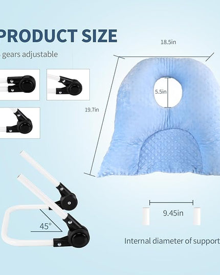 Face Down Pillow for Sleeping, Prone Pillow for Vitrectomy or Retinal Surgery, Adjustable Height Prone Prone Pillow Face Down Sleep, Retina Lying Pillow Eye Surgery Recovery (Dot-Light blue) - LeafyLoom