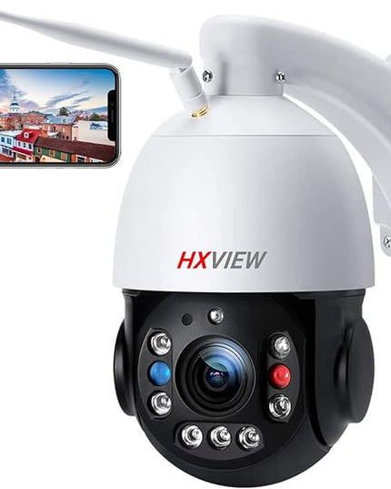 PTZ Camera Outdoor, 30X Optical Zoom Security Camera, 5MP Wireless WiFi RTSP IP Camera, 1000FT Night Vision, Auto Tracking, Emergency Strobe Light Alarm, Human Detection, 2-Way Audio HXVIEW