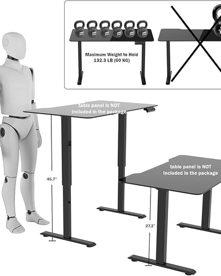 Electric Adjustable Standing Computer Desk Frame, Standing Adjustable Desk Legs, Standing Desk Base Only,Sit Stand Desk Frame for Home and Office(Black) - LeafyLoom