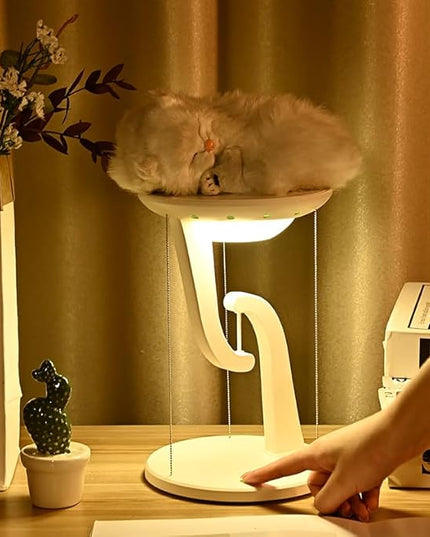 Night Light Wireless Charger Lamp,Ambient Light,LED Desk Lamp with Wireless Charger,Balance Magnetic Suspension Desk Light Creative Fun Bedside Lamp,Anti-Gravity Bedroom Table Lamp 3-Level Brightness - LeafyLoom