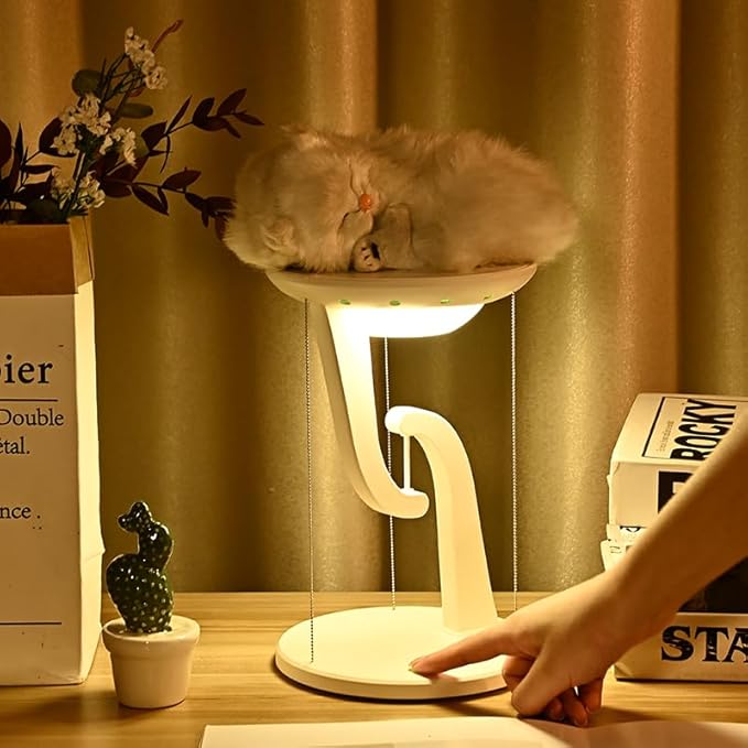 Night Light Wireless Charger Lamp,Ambient Light,LED Desk Lamp with Wireless Charger,Balance Magnetic Suspension Desk Light Creative Fun Bedside Lamp,Anti-Gravity Bedroom Table Lamp 3-Level Brightness - LeafyLoom