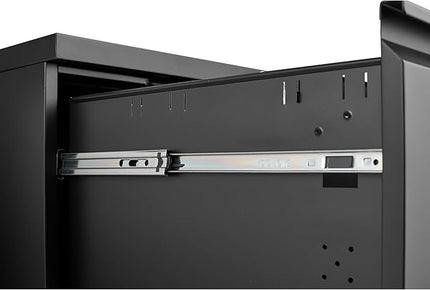 2 Drawer Mobile Lock and Casters,Pre-Assembled Metal Office Storage Filing Cabinets w/Anti-Dumping Fifth Round,for Letter/Legal/A4 Size,Black - LeafyLoom
