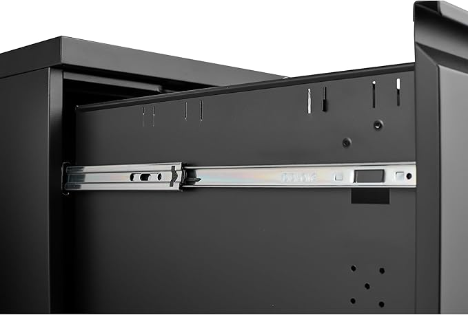 2 Drawer Mobile Lock and Casters,Pre-Assembled Metal Office Storage Filing Cabinets w/Anti-Dumping Fifth Round,for Letter/Legal/A4 Size,Black - LeafyLoom