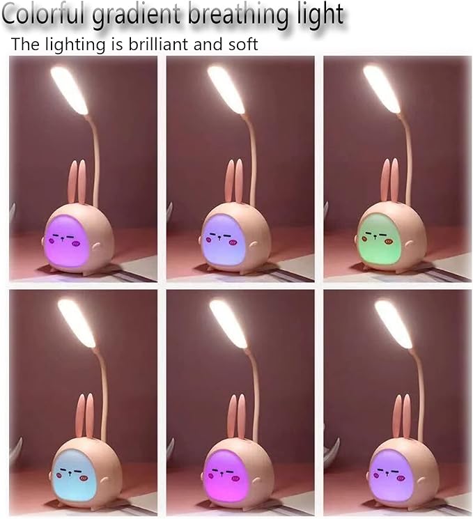 Mini Bunny Night Light, Portable LED Table Light, Cute Rabbit Foldable USB Rechargeable Reading Light Bedroom Children's Bedside Study (Green Rabbit) - LeafyLoom