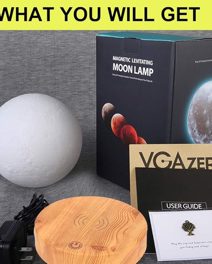 VGAzer Levitating Moon Lamp,Floating and Spinning in Air Freely with 3D Printing LED Moon Light Has 3 Colors for Unique Christmas Gifts,Room Decor (3 Colors) - LeafyLoom