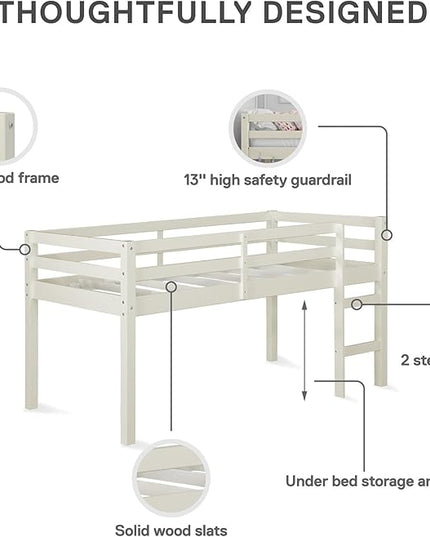 DHP Milton Junior Twin Loft Bed, White - LeafyLoom