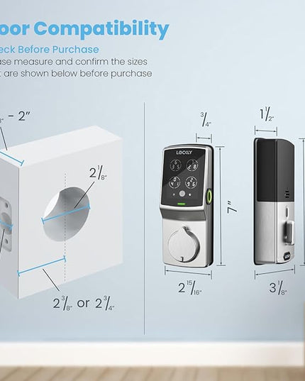 Lockly Secure Pro Wi-Fi Smart Door Lock, Keyless Entry with PIN Genie® Digital Keypad, 3D Biometric Fingerprint Sensor Front Door Lock Deadbolt, Voice Control & Auto Lock - Deadbolt Edition Lockly