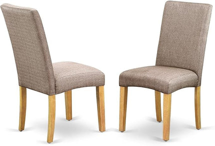 East West Furniture NODR3-OAK-16 Norfolk 3 Piece Kitchen Set Contains a Rectangle Dining Table with Butterfly leaf and 2 Dark Khaki Linen Fabric Upholstered Chairs, 32x54 Inch - LeafyLoom