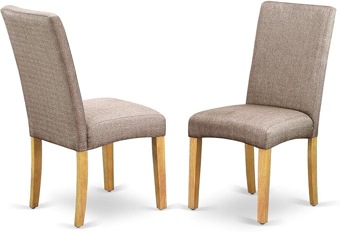 East West Furniture NODR3-OAK-16 Norfolk 3 Piece Kitchen Set Contains a Rectangle Dining Table with Butterfly leaf and 2 Dark Khaki Linen Fabric Upholstered Chairs, 32x54 Inch - LeafyLoom