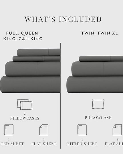 Linen Market Bed Sheets for Twin Size Bed (Gray) - Sleep Better Than Ever with These Soft and Cooling Twin Sheets - Deep Pocket Fits 16" Thick Beds - 3 Piece Twin Sheet Set - LeafyLoom