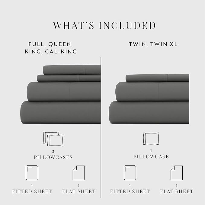 Linen Market Bed Sheets for Twin Size Bed (Gray) - Sleep Better Than Ever with These Soft and Cooling Twin Sheets - Deep Pocket Fits 16" Thick Beds - 3 Piece Twin Sheet Set - LeafyLoom