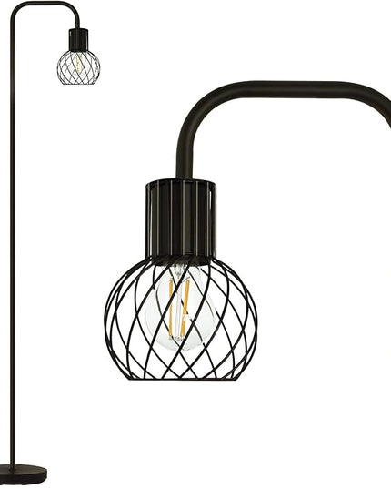 Floor Lamp, Industrial Floor Lamp for Living Room, Modern Standing Lamp with 6W LED Bulb, Foot Switch, Minimalist Pole Lamp Vintage Farmhouse Stand Up Lamps for Bedroom, Office, Book Nook,Black - LeafyLoom