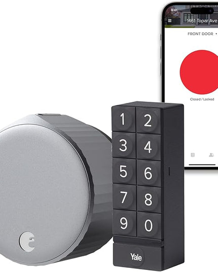 August Home Silver Wi-Fi Smart Lock and Smart Keypad, Keyless Door Lock for Front Entry Door, Great for Guests and Vacation Rentals, ‎AUG-SL05-KY1-S05 AugustHome