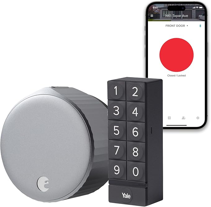August Home Silver Wi-Fi Smart Lock and Smart Keypad, Keyless Door Lock for Front Entry Door, Great for Guests and Vacation Rentals, ‎AUG-SL05-KY1-S05 AugustHome