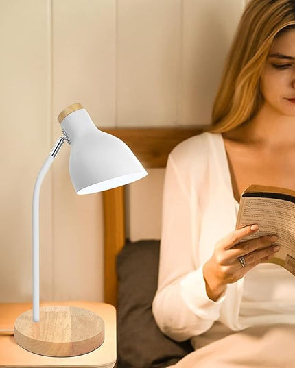 Himmel Desk Lamp, Adjustable Metal Table Lamp, Children's Table Lamp for Bedroom, Living Room, E27 Socket Reading Next to Lamp (White) - LeafyLoom