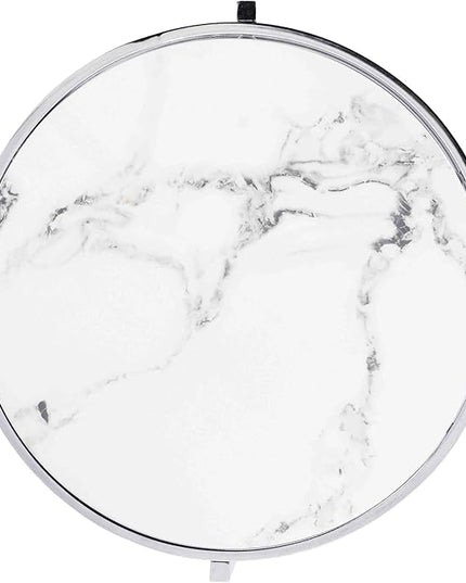 Round Coffee Table Coffee Tables for Living Room Sintered Stone Marble Top Sturdy Metal Frame (Silver, 20.67 inches) - LeafyLoom