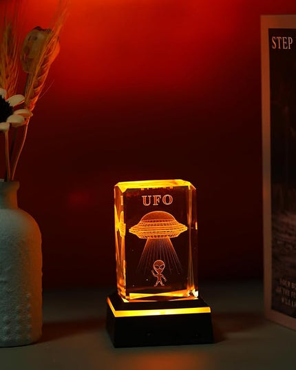 Glass Paperweight,K9 Crystal Cube with Changeable 7-Color Changing Lamp,Nice Birthday Gifts,Decent Ornament in Home and Office - LeafyLoom