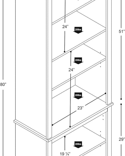 Prepac Prepac Home Office Tall 6-Shelf Bookcase - LeafyLoom