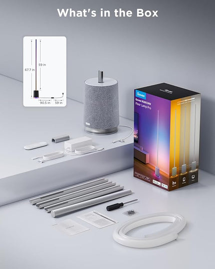 Govee Floor Lamp Pro, RGBIC LED Lamp with Bluetooth Speaker and White Noise, 2100 Lumens Standing Lamp, Works with Alexa, 16 Million Colors, Music Sync, Floor Lamp for Bedroom, Living Room, Gray - LeafyLoom