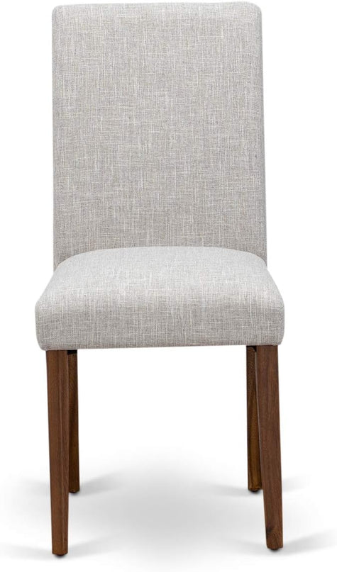 East West Furniture I3AB5-N35 Irving 5 Piece Room Set Includes a Round Dining Table with Pedestal and 4 Doeskin Linen Fabric Upholstered Parson Chairs, 48x48 Inch - LeafyLoom