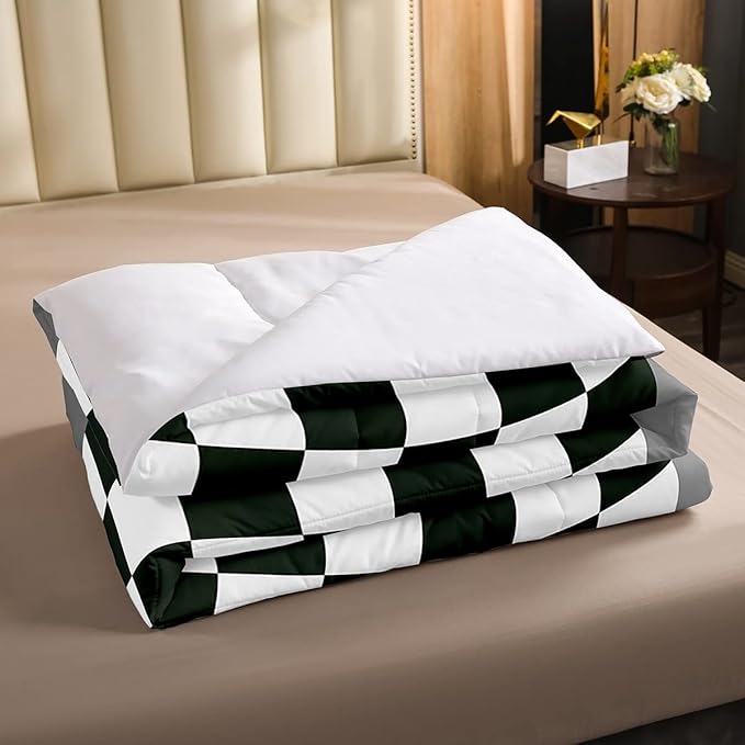 Racing Car Comforter Set, Cool Speed Race Car Down Comforter Queen for Kids Boys Girls Teens Bedroom, Automobile Extreme Sport Bedding Set Plaid Checkered Duvet Sets with 2 Pillowcases, Grey Green - LeafyLoom