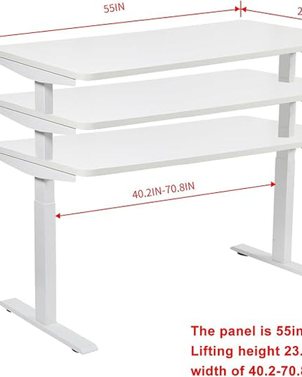 55“*27.5”Height Adjustable Electric Standing Desk with Storage Sit Stand Desk Computer Desk Home Office Desk Memory Controller by BOSCH Motor by BOSCH (Wood/White Frame 55 * 27.5) - LeafyLoom