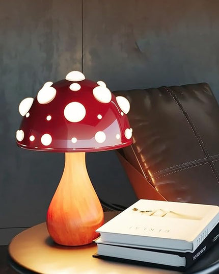 Table Lamp Push-Button Control 3 Colors Dimmable Mushroom Light LED Bedside Lamp Bedroom Decoration for Gifts(Wood), AK3L121 - LeafyLoom