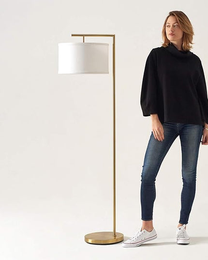 Brightech Montage Modern Floor lamp, LED Floor Lamp for Living Rooms & Offices - Tall Standing Lamp for Bedroom Reading - Corner Pole Lamp for Contemporary Home Decor - Gold, Antique Brass - LeafyLoom