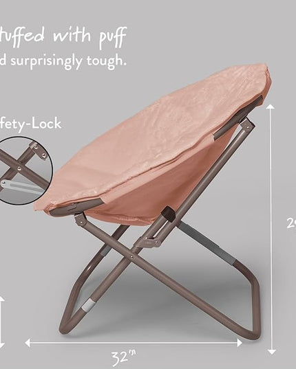 Faux Fur Saucer Chair with Metal Frame, One Size, Blush - LeafyLoom