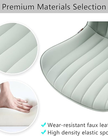 YOUNIKE Armless Office Chair Swivel Desk Chair, Upholstered Leather Computer Gaming Chair with Wheels, Adjustable Modern Rolling Task Chair Mid Back, Mint Green - LeafyLoom