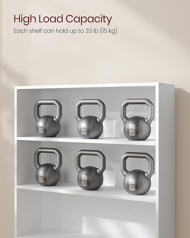 VASAGLE Bookshelf, 31.5 Inches Wide, 5-Tier Open Bookcase with Adjustable Storage Shelves, Floor Standing Unit, Cloud White ULBC175T14 - LeafyLoom