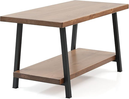 NicBex Coffee Table Wooden Coffee Table with Storage Rectangle Center Tables with Open Shelf and Metal Frame Dining Table for Living Room, Dining Room, Office, and Bedroom,39" W, Walnut - LeafyLoom