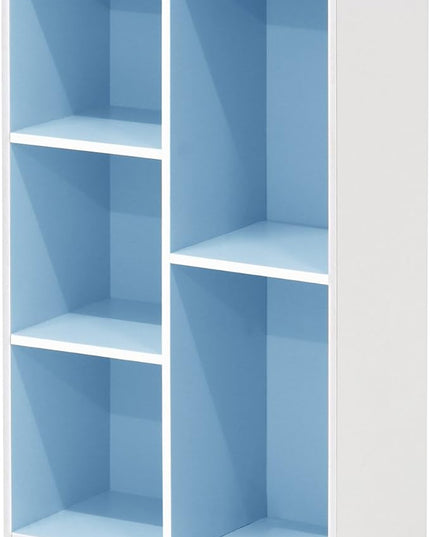 Furinno 5-Cube Reversible Open Shelf, White/Light Blue 11069WH/LBL - LeafyLoom