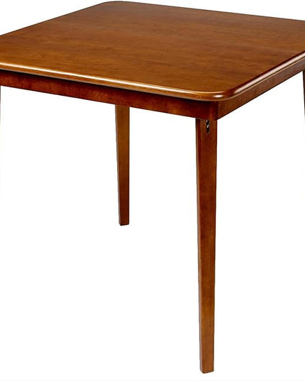 MECO Stakmore Straight Edge Solid Wood Folding Card Table, Folds to Deep 3.38 Inches for Easy Storage, 29.5″H x 32″W x 32″D, Fruitwood Finish - LeafyLoom