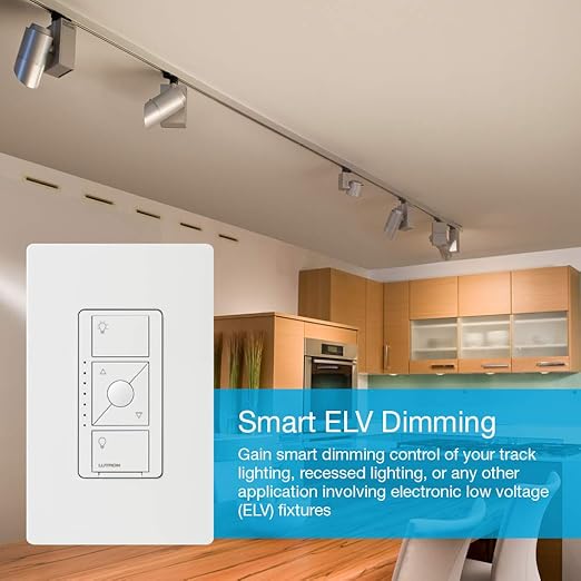 Lutron Caséta Wireless Smart Lighting Dimmer Switch for ELV+ Bulbs with Pico Remote, White Lutron