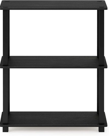 Furinno Turn-S-Tube 3-Tier Compact Multipurpose Shelf Display Rack with Square Tube, Americano/Black - LeafyLoom