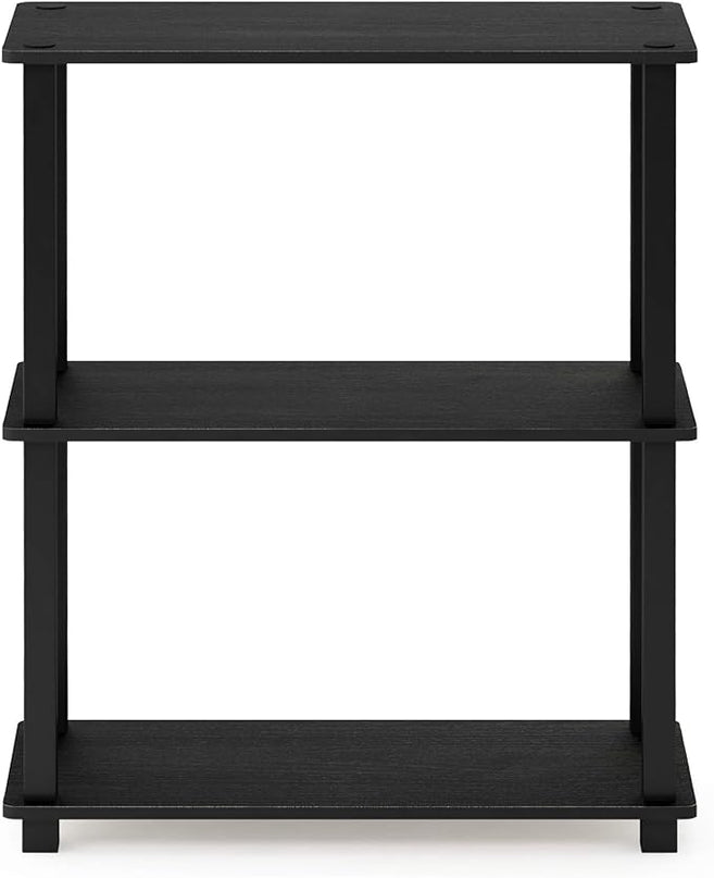 Furinno Turn-S-Tube 3-Tier Compact Multipurpose Shelf Display Rack with Square Tube, Americano/Black - LeafyLoom