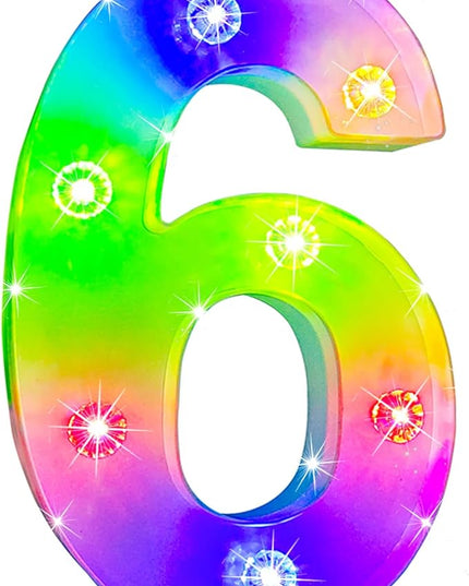 Decorative Led Light Up Number, Light Up Number Sign for Night Light Wedding Birthday Party Christmas Home Bar Decoration Number-(Number 6) - LeafyLoom