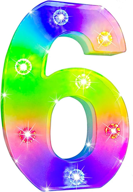Decorative Led Light Up Number, Light Up Number Sign for Night Light Wedding Birthday Party Christmas Home Bar Decoration Number-(Number 6) - LeafyLoom