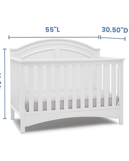 Delta Children Perry 6-in-1 Convertible Crib - Greenguard Gold Certified, Bianca White + Simmons Kids Radiant Sky Dual Sided Baby Crib Mattress and Toddler Mattress (Bundle) - LeafyLoom